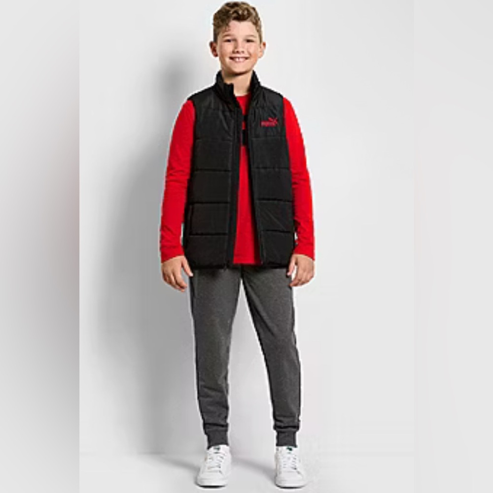 Puma 3 Piece Set- Joggers, Long Sleeve Tee & Puffer Vest- size 14/16